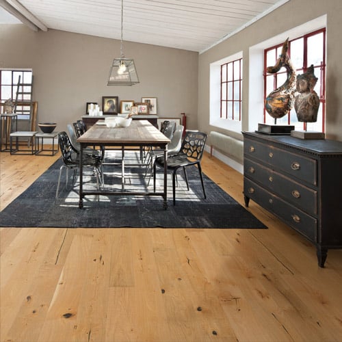 Kahrs oak johan straight lay engineered wood plank in dining room