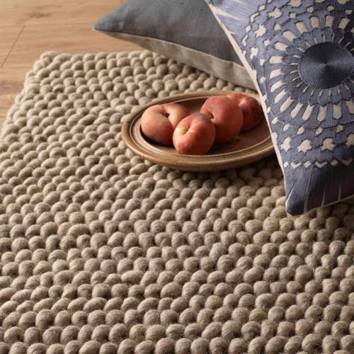 100% Pure Wool hand Woven Pebbles Rug In Barley